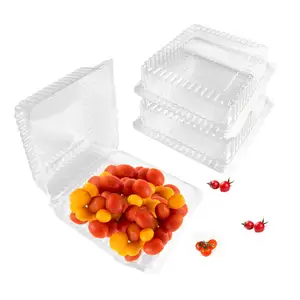 16盎司一次性水果沙拉携带食品盒透明塑料翻盖容器外卖食品包装