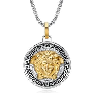 Ciondolo FUTUJI in Stile Hip-hop Punk, Ciondolo <span class=keywords><strong>Mitologia</strong></span> <span class=keywords><strong>Greca</strong></span>, Ciondolo Impermeabile Placcato Oro PVD, Ritratto Inciso su Due Lati - Product Image 3