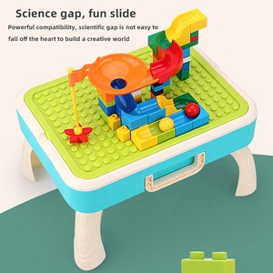 Mesa de juguete con proyección 2 en 1, juego de bloques de construcción DIY con diseño de maleta portátil - Product Image 6