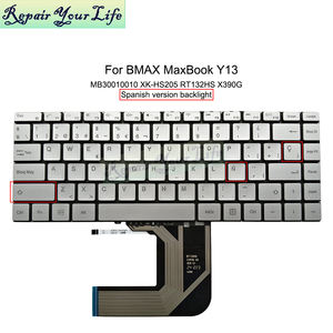 Teclado Español Plateado para Portátil <span class=keywords><strong>BMAX</strong></span> MaxBook <span class=keywords><strong>Y13</strong></span> MB30010010 XK-HS205 RT132HS X390G, Teclados de Repuesto con Retroiluminación - Product Image 2