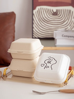 6 "biodégradable compostable Hamburger canne à sucre alimentaire conteneur Bagasse Burger Box