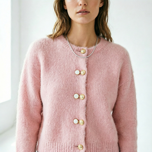 Lady's Unique Design Casual Comfort Single Breasted Button V-neck Long Sleeve Anti-Wrinkle Viscose <b>Cardigan</b> <b>Sweater</b> for Autumn - Product Image 1