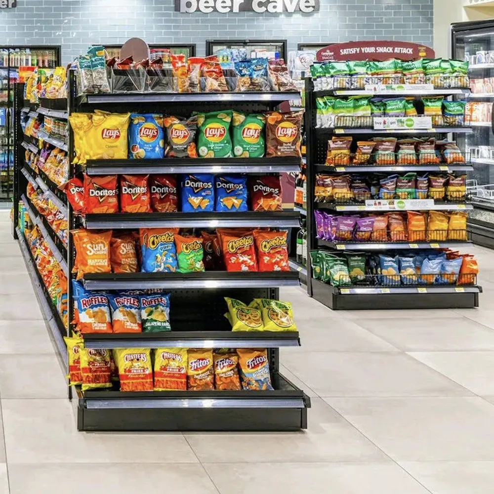 Precio al por mayor de fábrica Supermercado Estantes de comestibles Estantes de exhibición