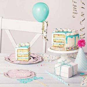 Wholesale Modern Style Birthday Party Tableware Outstanding Quality Pink Gold Glitter Rim Scalloped Edges Hot Selling - Product Image 1