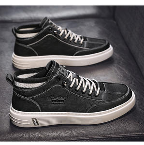 Men's British High Top for Boots Artificial Leather Lace-Up Sports <b>Shoes</b> <b>Non</b>-<b>Slip</b> Breathable Fashion Trend White EVERGREEN - Product Image 6