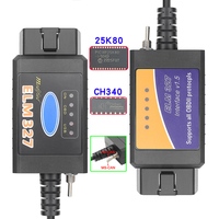 Câble de lecteur de code OBD2 USB ELM327 avec interrupteur pour une adaptation universelle, étiquettes orange/noir