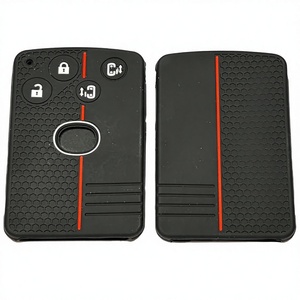 Housse de clé de voiture en silicone à texture nid d'abeille, antidérapante, antichoc, avec bande rouge, compatible avec <span class=keywords><strong>Renault</strong></span> - Product Image 1