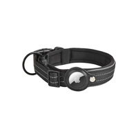 Collier de suivi pour chien en nylon anti-perte, style simple, doux, réglable, écologique, à motif uni, avec AirTag intégré, pour localisation des animaux de compagnie