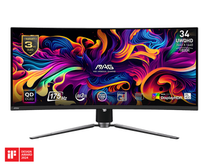 Écran de jeu <span class=keywords><strong>MSI</strong></span> 341CQP QD-OLED 34 pouces 4K 175 Hz 0,03 ms (GTG) 10 bits, écran incurvé OLED pour jeux électroniques - Product Image 2