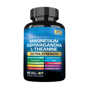 Complejo de magnesio 13 en 1, 200 mg, vegano, triple magnesio, glicinato, malato, citrato, cápsulas, suplemento dietético - Product Image 1