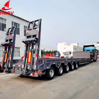 Semirremolque de Plataforma Baja de Acero de 3 Ejes para Trabajo Pesado, 50 Toneladas, Dimensiones Utilitarias para Transporte con Tractor