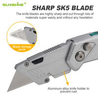 Couteau utilitaire pliable multi-angles SUNSHINE avec rangement de lames, en alliage d'aluminium, couteau pliant EDC avec clip, lames de rechange SK5