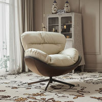 Fauteuil pivotant artisanal de style nordique de luxe léger - Fauteuil de détente de style crème pour appartement et hôtel