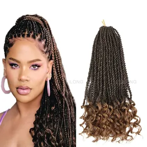 Senegalese Twist Crochet box Braids Curly End Crochet Hair Extension for Black Women Spring Senegalese Twist Braiding Hair