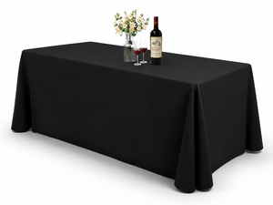 Wholesale Black Rectangular Polyester Tablecloth Reusable Hotel Banquet Wedding Event Rental Linen - Product Image 1