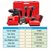 Ensemble d'outils électriques sans fil 21V 4 en 1, marteau perforateur, meuleuse d'angle, perceuse sans fil, clé à chocs, batterie lithium-ion, kit d'outils électriques