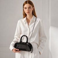 Sac à bandoulière élégant en cuir véritable pour femme, sac à main de luxe de créateur avec poignée supérieure, sangle amovible et fermeture éclair en polyester