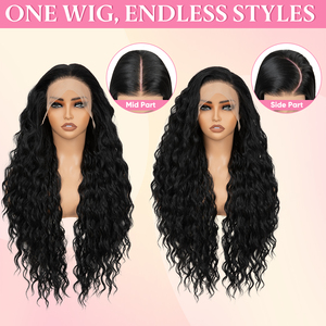 Perruque synthétique transparente 13x6 en dentelle frontale sans colle, effet Super Wave, résistante à la chaleur, en fibre Kanekalon Futura, pour femmes, vente en gros - Product Image 4