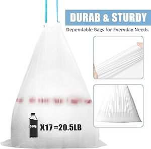 Huamaohengchun8 Gallon Trash Bags Drawstring,63 Count White Trash Bags Unscented for Bathroom Bedroom Office <b>Kitchen</b> - Product Image 4