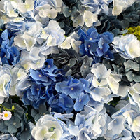 Mur de fleurs artificielles en soie bleu poussière, panneau décoratif pour toile de fond