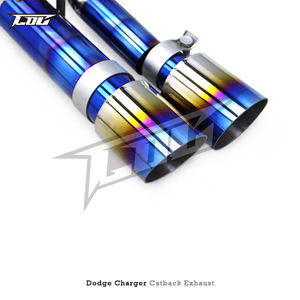 Tuyau d'échappement léger en titane pour <span class=keywords><strong>Dodge</strong></span> <span class=keywords><strong>Charger</strong></span> <span class=keywords><strong>V6</strong></span> 3.6L <span class=keywords><strong>2016</strong></span>-2023 avec collecteur intermédiaire et silencieux à clapets, embouts bleu brûlé - Product Image 5
