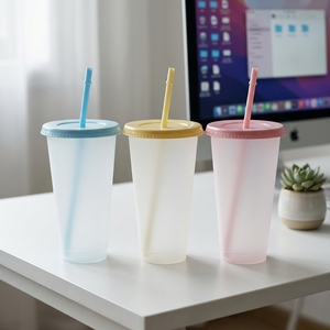 Couleurs Macaron Populaires – <span class=keywords><strong>Gobelet</strong></span> <span class=keywords><strong>Réutilisable</strong></span> Givré de 710 ml avec Couvercle et Paille, Style <span class=keywords><strong>Starbucks</strong></span>, en Plastique, Idéal pour le DIY sur les Réseaux Sociaux - Product Image 2