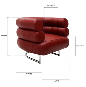 Modern Luxury Leather Cushion Sofa Stainless Steel Base <b>with</b> Curved <b>Arm</b> Living Room Lounge <b>Chair</b> for Hotel Furniture Home Use - Product Image 6
