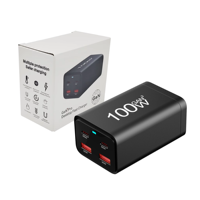 Pengisi Daya Desktop USB C 100W 4-Port PD 3.0 65W GaN Stasiun Pengisian Cepat untuk Ponsel/Tablet/Laptop dengan Desain Lipat
