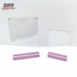Support <span class=keywords><strong>photo</strong></span> en acrylique personnalisé pour point de vente, format A5 et A4, base rose, logo blanc, présentoir de comptoir, table, bureau, menu, porte-étiquette de prix - Product Image 5