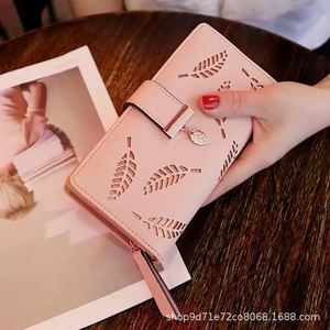 Women Wallet Leather Purse Female Long Wallet <b>Gold</b> Hollow Leaves Pouch Handbag for Women Coin Purse Card Holders <b>Clutch</b> J0087 - Product Image 5