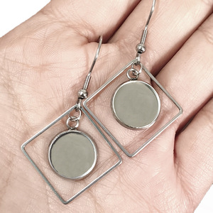 Pendientes Colgantes Geométricos de Acero Inoxidable, Color Acero, Huecos, Accesorios de Joyería DIY, Pendientes Colgantes Unisex de Moda - Product Image 1