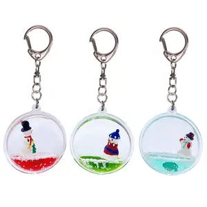 주변 사각형 물 아크릴 크리스마스 Keychains 재미 눈 열쇠 고리 휴일 선물