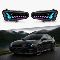 Kit de Faros Delanteros RGB de 6000K con Carcasa de ABS para Mitsubishi Lancer EX 2008-2018 EVO X, 12V, Conexión Plug+Play, Resistente a la Intemperie, Mejora Automotriz