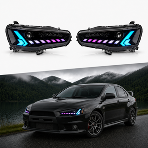 ชุดไฟหน้า RGB 6000K พร้อมกล่อง ABS สำหรับ <span class=keywords><strong>Mitsubishi</strong></span> <span class=keywords><strong>Lancer</strong></span> EX 2008-2018 <span class=keywords><strong>EVO</strong></span> <span class=keywords><strong>X</strong></span> 12V ปลั๊ก + เล่นอัพเกรดอัตโนมัติสภาพอากาศ - Product Image 1