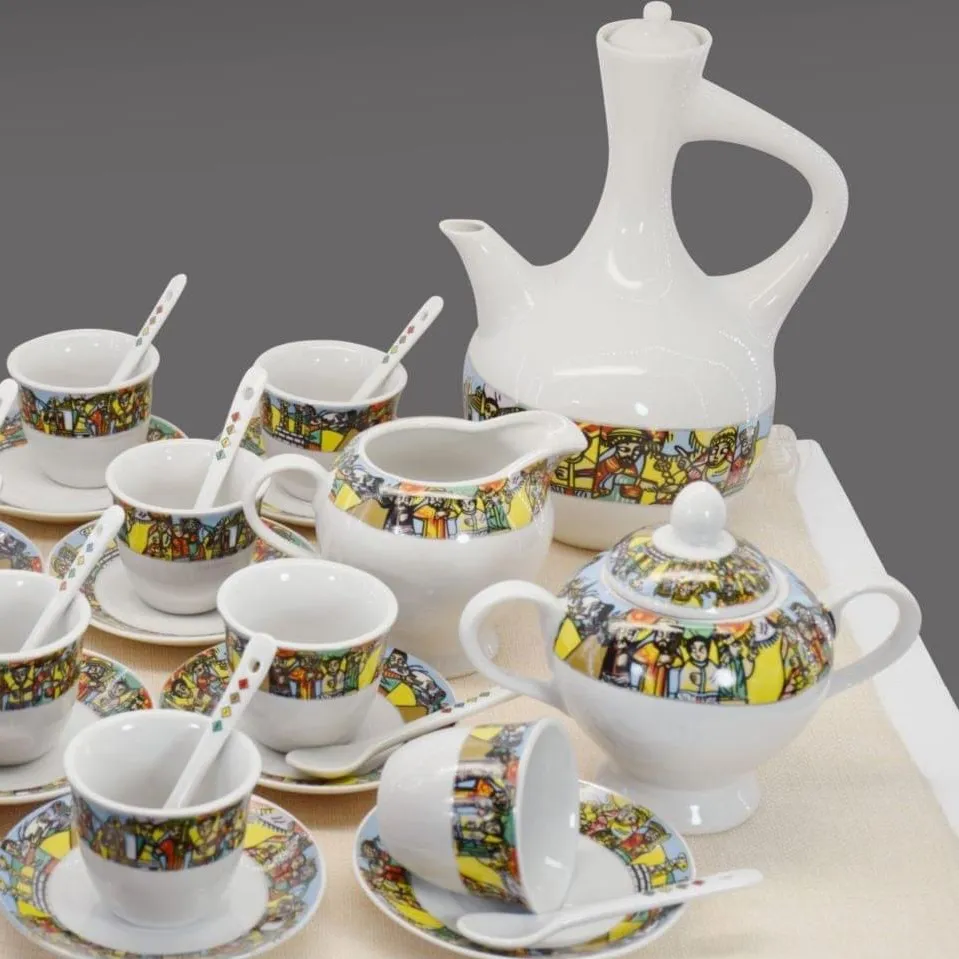 2021 Nieuwe Ontwerp 29 Stuk Koffie Set Met Jebena Voor Ethiopische Traditionele Ceremonie Met Speciale Ontwerp