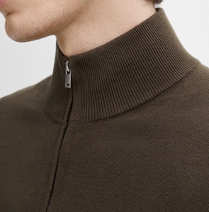Old Money Nitpick Style Strick pullover Herren Mock Neck Basic Täglich Langarm Herren Strickjacke mit durchgehendem Reiß verschluss für Herren - Product Image 3