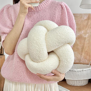 Modern minimalist style pure handmade woven lamb wool single strand octagonal ball knot <b>pillow</b> sofa <b>decoration</b> - Product Image 4