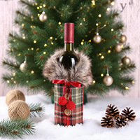 Envío Rápido: Funda de Piel Sintética a Cuadros para Botella de Vino Navideña, Decoración Festiva y Envoltura de Regalos DIY
