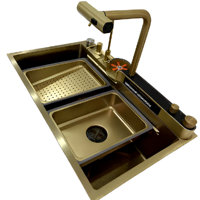 Évier de cuisine moderne en acier inoxydable 304, fait main, design nano, grand bac unique avec robinet pour laver les légumes