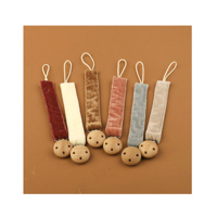Vente en gros de pinces en bois personnalisées pour bébé Chaîne de sucette en tissu pour bébé