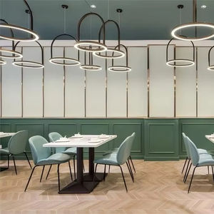 Tavoli da pranzo di lusso moderno Set di sedie per alberghi club caffè salotti retrò imbottiti mobili in legno massiccio in tessuto - Product Image 2