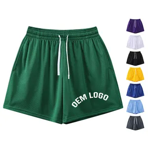 Vente en gros de shorts d'entraînement sportif vierges shorts de basket-ball en maille respirante double couche de fitness personnalisés pour hommes entrejambe de 5 pouces