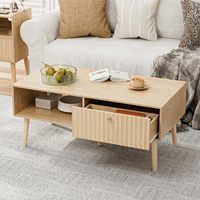Table basse extensible moderne en bois massif de style nordique avec rangement pour le salon