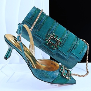 Zapatos italianos de tacón alto con bolsos a juego para bodas, ventas de Italia en mujeres, conjunto de zapatos y bolsos a juego nigerianos - Product Image 3
