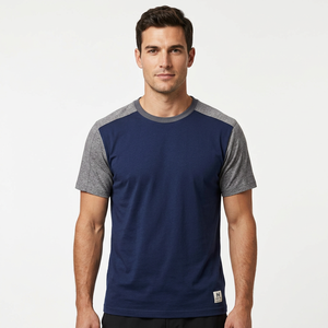 Men's Navy <b>Blue</b> And Gray Raglan Sleeve O-Neck <b>T</b>-Shirt Regular Fit Quick Dry <b>t</b> Shirt For Man - Product Image 1