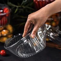 Vente en gros Boîte de bols à salade de fruits ronde en plastique PET réutilisable jetable transparente 20oz 24oz 48oz avec couvercles à emporter
