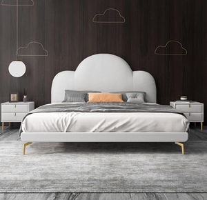 Ensemble de lit moderne de luxe en cuir tufté pour King Queen Double Tailles Mobilier de chambre à coucher intelligent multifonctionnel Rembourrage souple en acier - Product Image 1