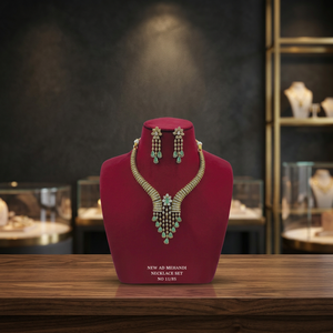Gold Plated American Diamond Choker <b>Necklace</b> Set Bridal CZ Crystal <b>Statement</b> Drop <b>Necklace</b> with Matching Earrings for Women - Product Image 2