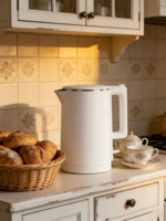 Bouilloire électrique mécanique en acier inoxydable, 360 °   Bouilloire électrique avec base et arrêt automatique de sécurité
