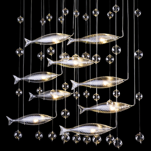 Di cristallo <span class=keywords><strong>Sfere</strong></span> di Vetro e Pesci Luce Del Pendente Creativo <span class=keywords><strong>Lampadario</strong></span> Illuminazione A LED Caldo/Bianco di Personalità Lampada A Sospensione Lampade - Product Image 2
